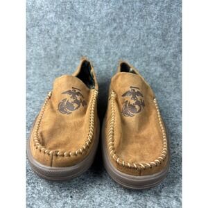 USMC Loafers Mens Size 12 Tan Suede US Marine Corps EGA Camo Lined Slip On Shoes